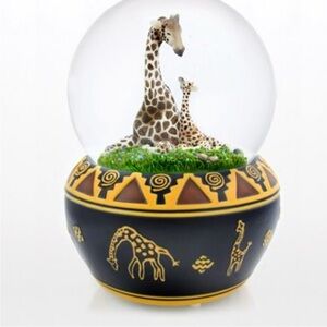 Giraffe Music Vintage Snow Globe with Brown and Yellow Base